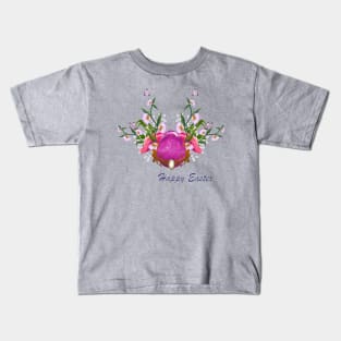 Happy easter, easter egg with flowers Kids T-Shirt